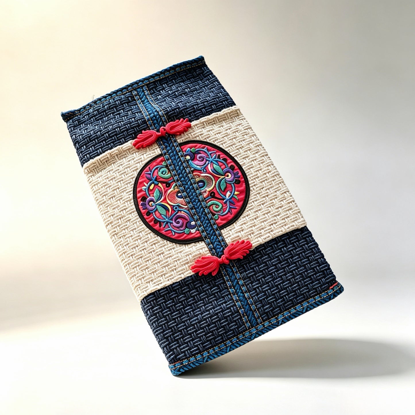 Orilune Miao Embroidery Tissue Box | Chinese Intangible Cultural Heritage Handwoven Fabric Napkin Holder Set of 1